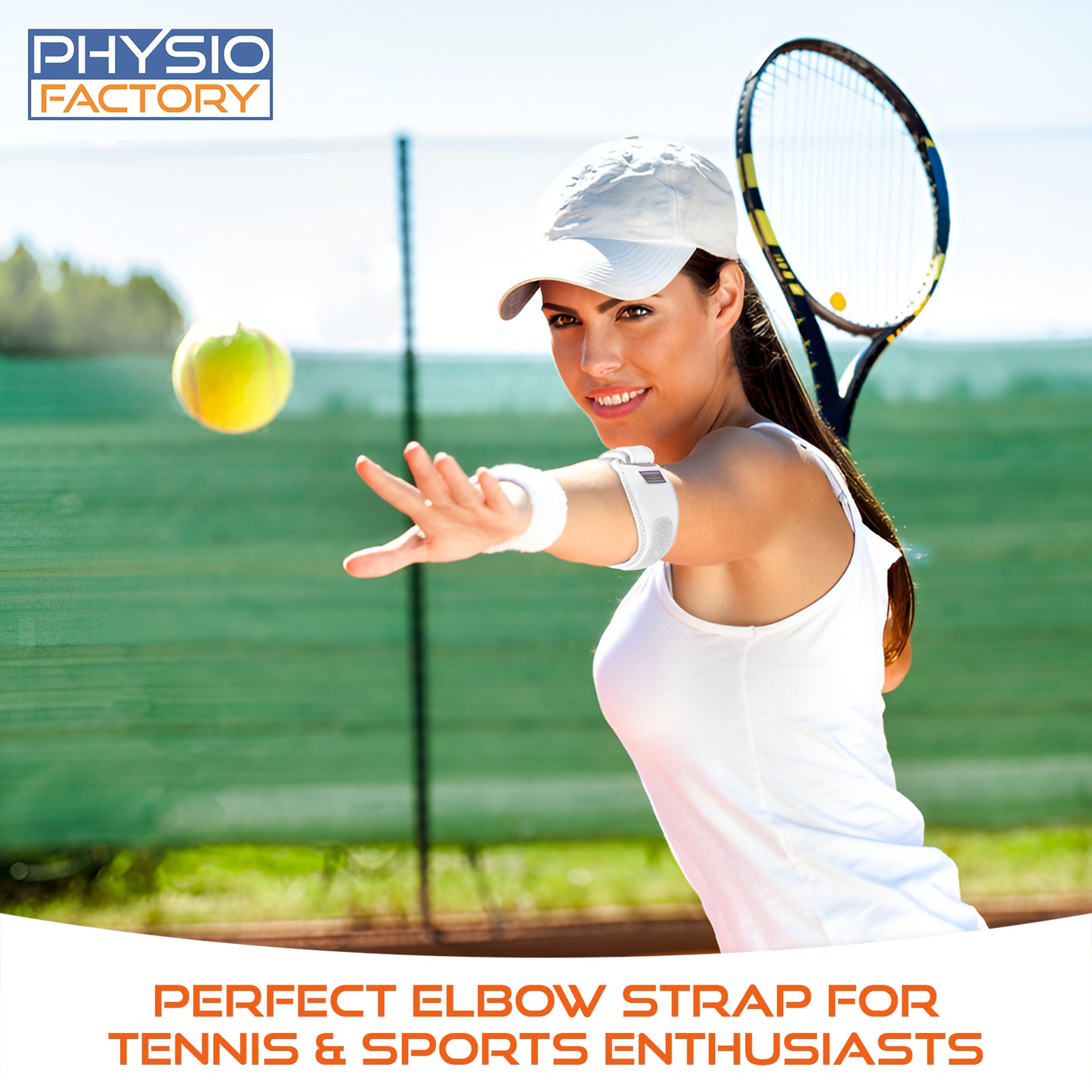 Physio Factory Tennis Elbow Brace - Quality Arm Sleeve for Elbow Pain Relief - Ideal Forearm Brace & Elbow Support - Perfect Elbow Strap for Tennis & Sports Enthusiasts. Relieve Tennis & Golfers Elbow